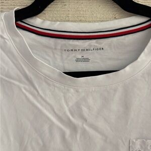 Tommy Hilfiger White Crew Neck T-Shirt with Red & Navy Trim